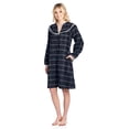 thumbnail image 2 of Ashford & Brooks Women's Flannel Plaid Long Sleeve Snap Front Lounge Duster - Navy/Black - Small, 2 of 2