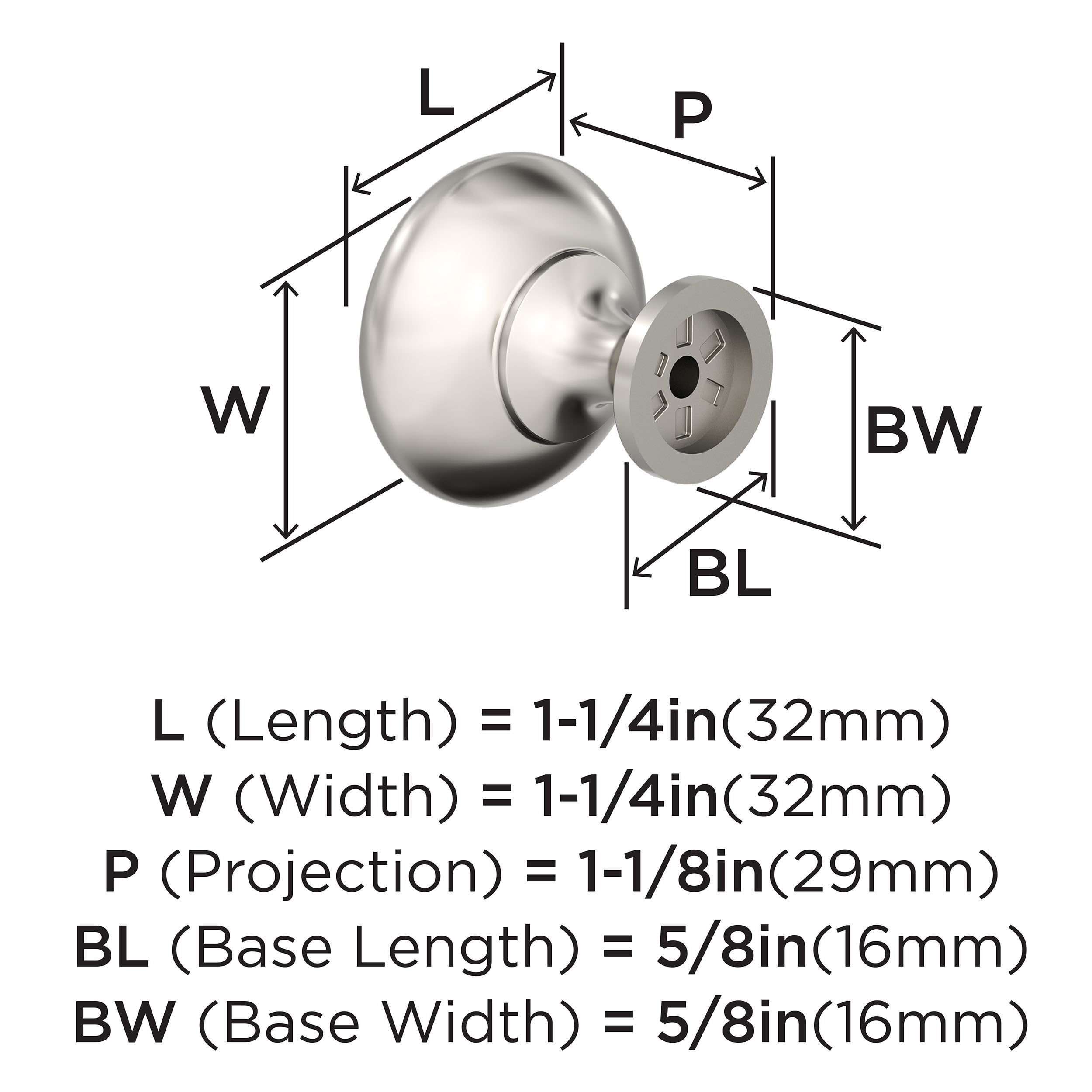 Amerock Edona 1-1/4 inch (32mm) Diameter Polished Nickel Cabinet Knob - 25 Pack