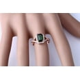 thumbnail image 2 of Halo Art Deco Infinity 2 Carat Green Emerald 7x5mm Emerald Cut And Moissanite Diamond Engagement Ring for Her in 10k Rose Gold, 2 of 5