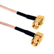 Amphenol CO-316RASMAX2-002 Beige RG316 High Temperature Coaxial Cable, SMA Right Angle Male/Male, 2'