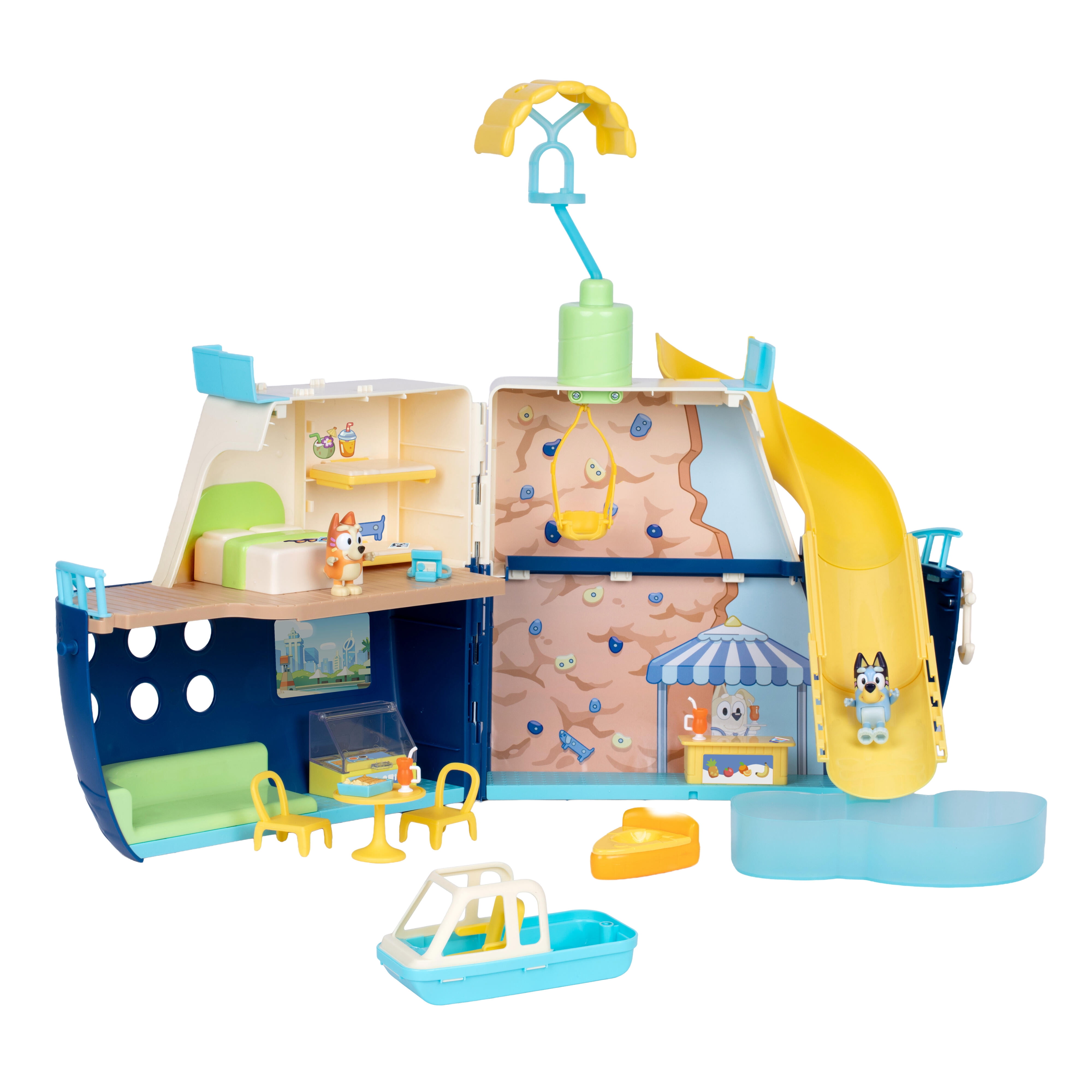 Bluey Cruise Ship Playset, Features 5 Play Areas, 15+ Accessories, Sticker Sheet, & Exclusive Bluey & Bingo Figures , Ages 3+