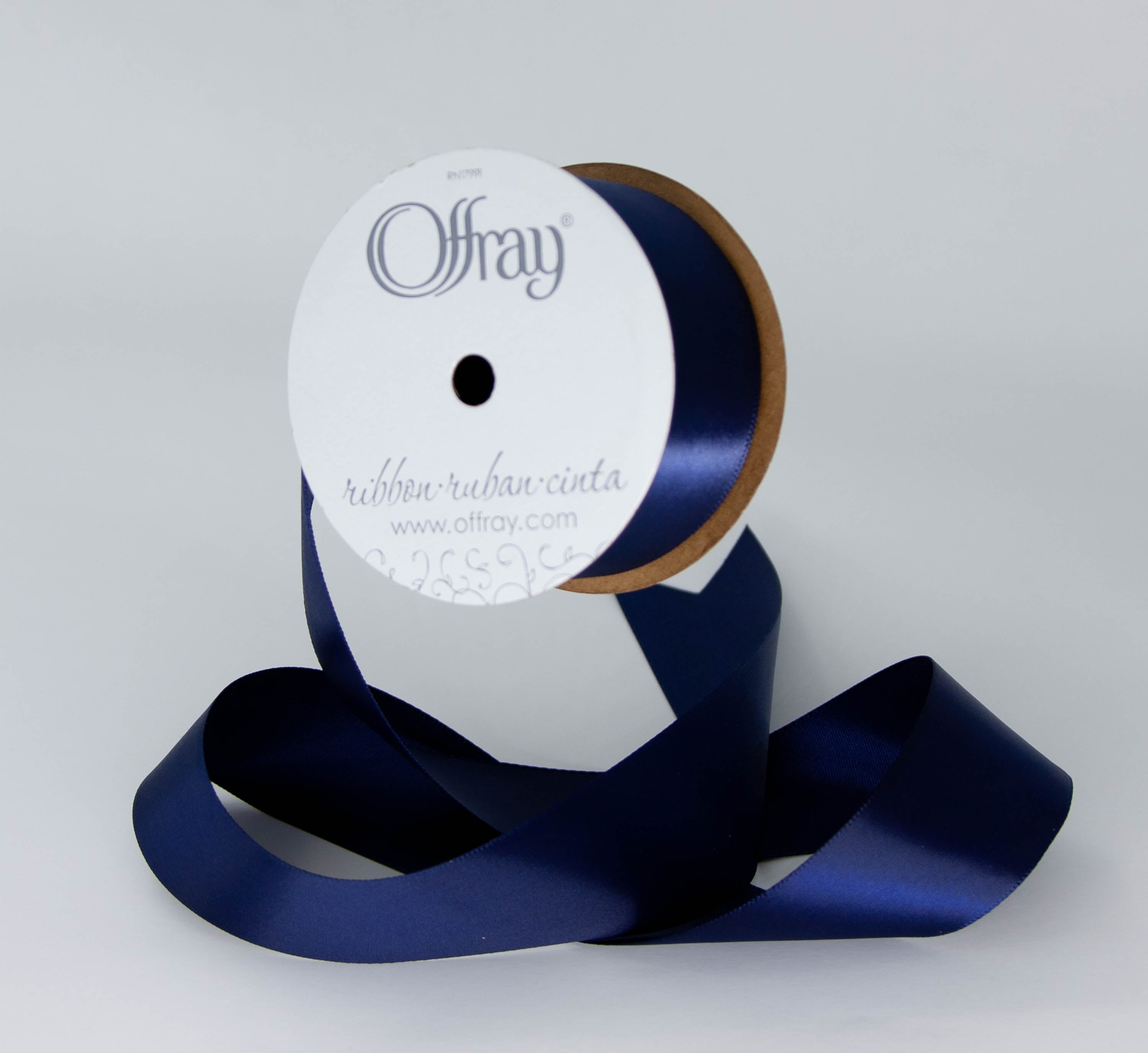 Offray Ribbon, Navy 1 1/2 inch Single Face Satin Polyester Ribbon, 12 feet