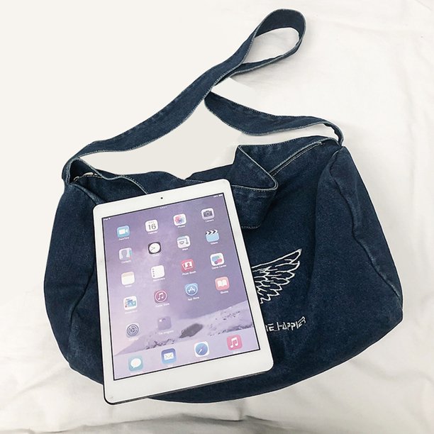 Bolsa bandolera de mezclilla de moda casual con asa superior unisex (Azul oscuro) Likrtyny Para Estrenar