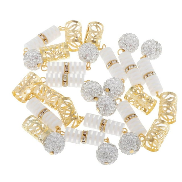 MERIGLARE 10 Pcs Hair Beads Hair Braid Pins Rings - White , as described