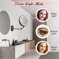 thumbnail image 4 of FASCINATE Rechargeable Wall Mounted Lighted Vanity Mirror 8 Inch 1X/10X Magnifying Makeup Mirror with 3 Color Lights, Double Sided Dimmable, 360 Degree Screen Touch,Bathroom Shaving Mirror (Black), 4 of 7