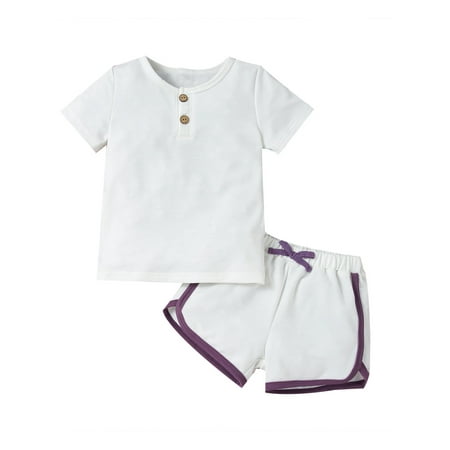 

LAPAKIDS Toddler Baby Boy Girls Outfit Casual Short Sleeve T-shirt + Shorts 2PCS Summer Clothes 4-5T
