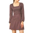 thumbnail image 3 of Allegra K Women's Fall Square Neck Vintage Mini Plaids Dress, 3 of 7
