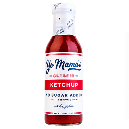 Yo Mama's Foods Keto Friendly Classic Ketchup, 14 oz Bottle, No Sugar Added, Gluten-Free, Low Carb, Contains No Major Allergens