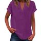 thumbnail image 1 of Camiseta sin mangas de verano para mujer, corte holgado, cuello en V plisado, sin mangas, bajo curvo, fluida, 1 of 5