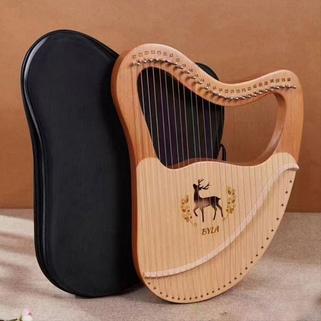 Lyre Harp High Quality Lyre Harp Solid Wood Mahogany Lyre Harp Instrument with Case Box Spare Strings 27 Strings