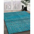 thumbnail image 3 of Ahgly Company Machine Washable Indoor Square Abstract Bright Turquoise Blue Area Rugs, 3' Square, 3 of 7