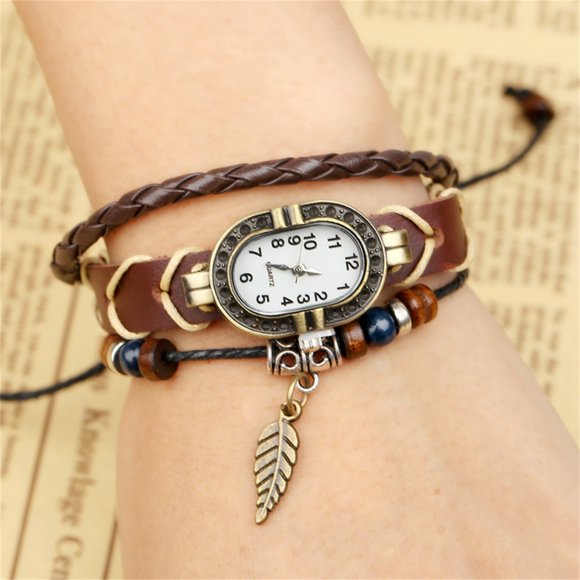 FcBaudy Women's Quartz Watch, Watches for Women Multi-Storey Elegant Women's Leather Bracelet + Quartz Watches For Women Casual Bracelet Watch Wonderful Gift Wrist watch