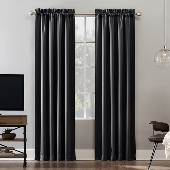 Sun Zero Malmo 1-Piece Theater Grade Extreme 100% Blackout Rod Pocket Curtain Panel, 52"X95", Coal