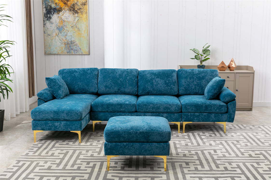 Modern Modular Large Sectional Sofa Couch and Ottoman Set, Comfy Accent Sofa with Chaise Lounge