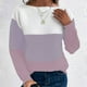 thumbnail image 1 of Suéter de cuello redondo para mujer, suéter de punto con empalme de color en contraste, cuello redondo, manga larga, blusa para mujer, 1 of 9