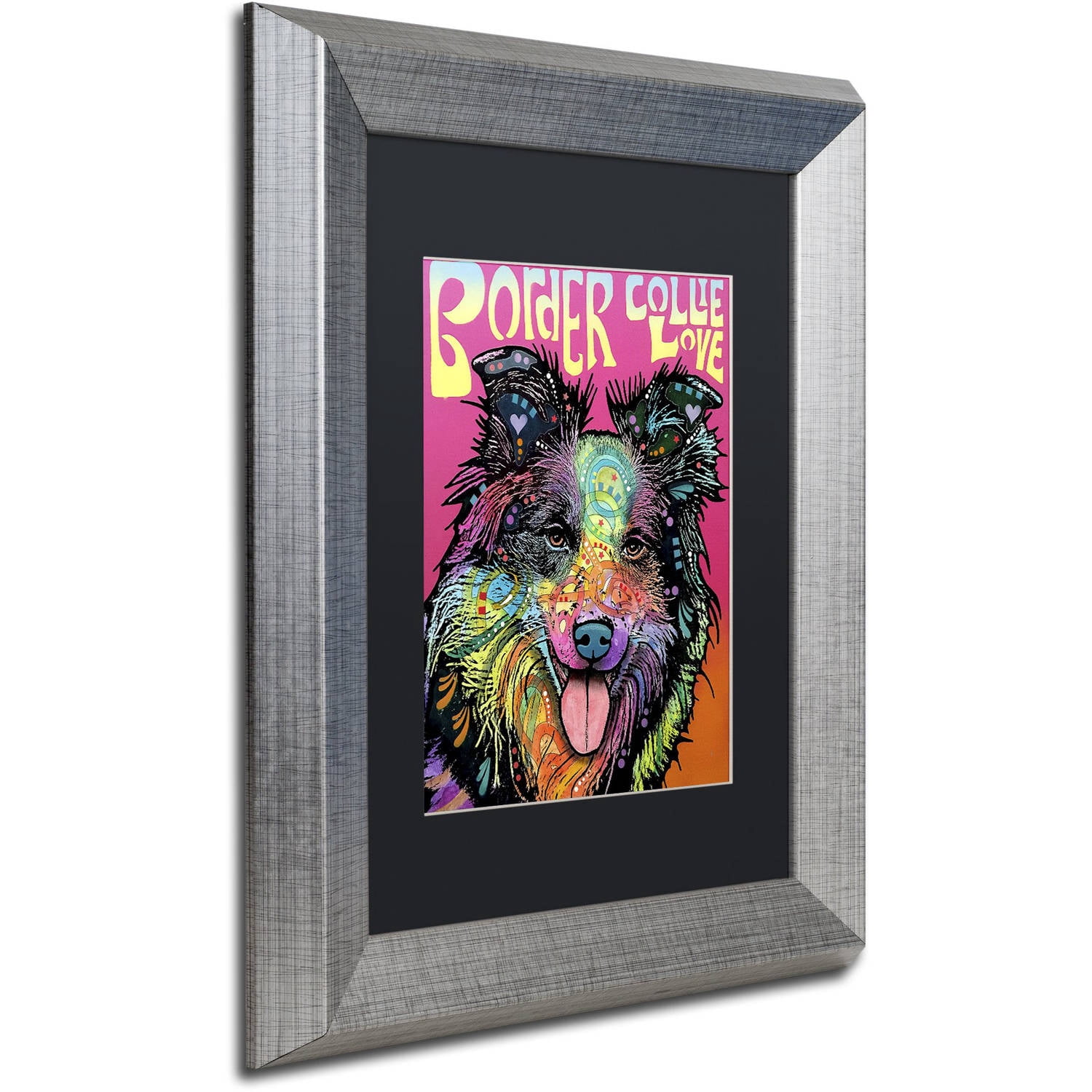 Trademark Fine Art 'Border Collie Luv' Canvas Art by Dean Russo, Black Matte, Silver Frame