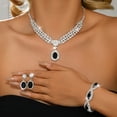 thumbnail image 3 of AEXTO Rhinestone Wedding Jewelry Set Royal Blue Bridal Necklace Earrings Bracelet Sets Prom Costume Accessories for Women, 3 of 7