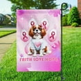 thumbnail image 3 of Faith Love Hope Cavalier King Charles Spaniel Breast Cancer Awareness Survivor Garden Flag 12x18in Double Sided Dog Lover Gifts Outdoor Decor - 02017, 3 of 5