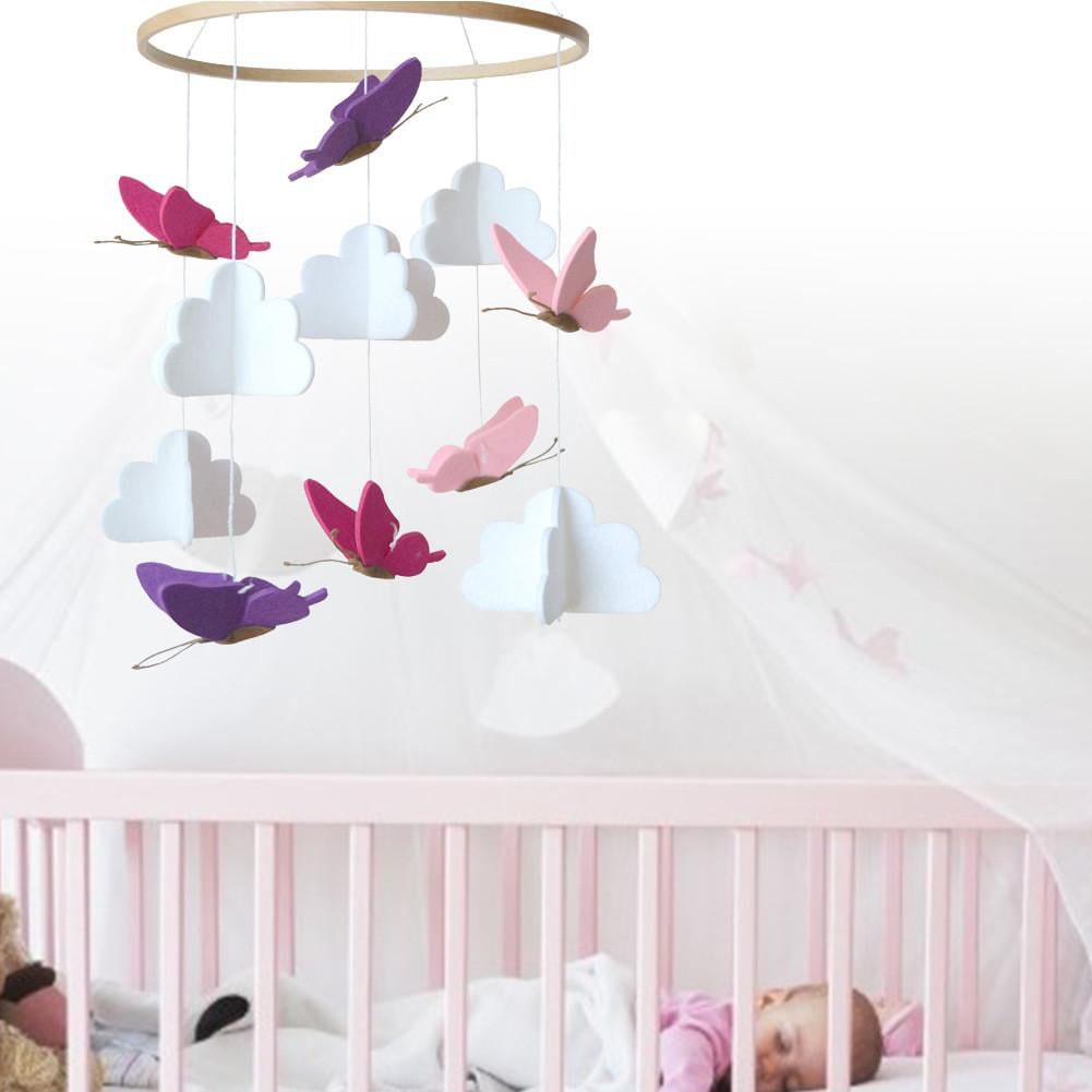 Small Foot Animal Mobile Hanging Cloud Butterfly Decoration Nursery Ceiling Mobile Baby Cot Felt Ball Mobile Infant Crib Musical Mobile Baby Wind Chimes