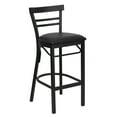 thumbnail image 2 of Emma + Oliver Two-Slat Ladder Back Metal Dining Barstool - Black Vinyl Seat, 2 of 11