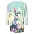 thumbnail image 5 of Ounisa Womens 3/4 Sleeve T Shirt Crew Neck Easter Bunny Printed Pullover Loose Fit Casual Spring Cool Tops S-3XL, 5 of 7