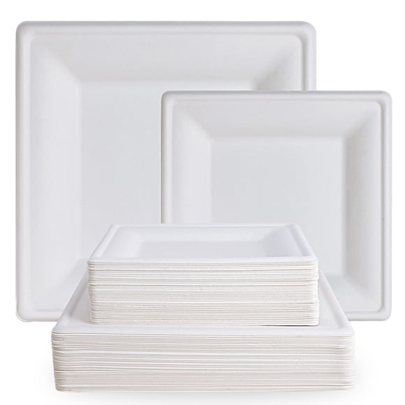 Platos de papel compostables EcoliPak 120, paquete de 25 cm y 20 cm