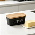 thumbnail image 4 of Butter Dish with Lid,Butter Keeper with Thick Wood Lid,Large Ceramic Butter Container, Kitchen Decor and Accessories for Kitchen Gifts, 4 of 6
