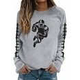 thumbnail image 2 of Jinhomg Women's Trendy Fall Pullover Casual Football Graphic Sweatshirt Lightweight Comfy Long Sleeve Crewneck Lounge Tops Daily Wear Deal of The Day Clearance Gray M, 2 of 5