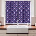 thumbnail image 2 of Ambesonne Mexican Kitchen Curtains, Continuous Skulls Guitars, 55"x45", Violet Blue and Dark Coral, 2 of 3