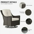 thumbnail image 6 of GAZEBETER 3-Piece Rattan Patio Furniture Set,2 Rocking Chairs + 1 Glass Top Coffee Table,Outdoor Wicker Conversation Set with Waterproof Cushions for Garden,Porch,Balcony,Deck（Beige), 6 of 9