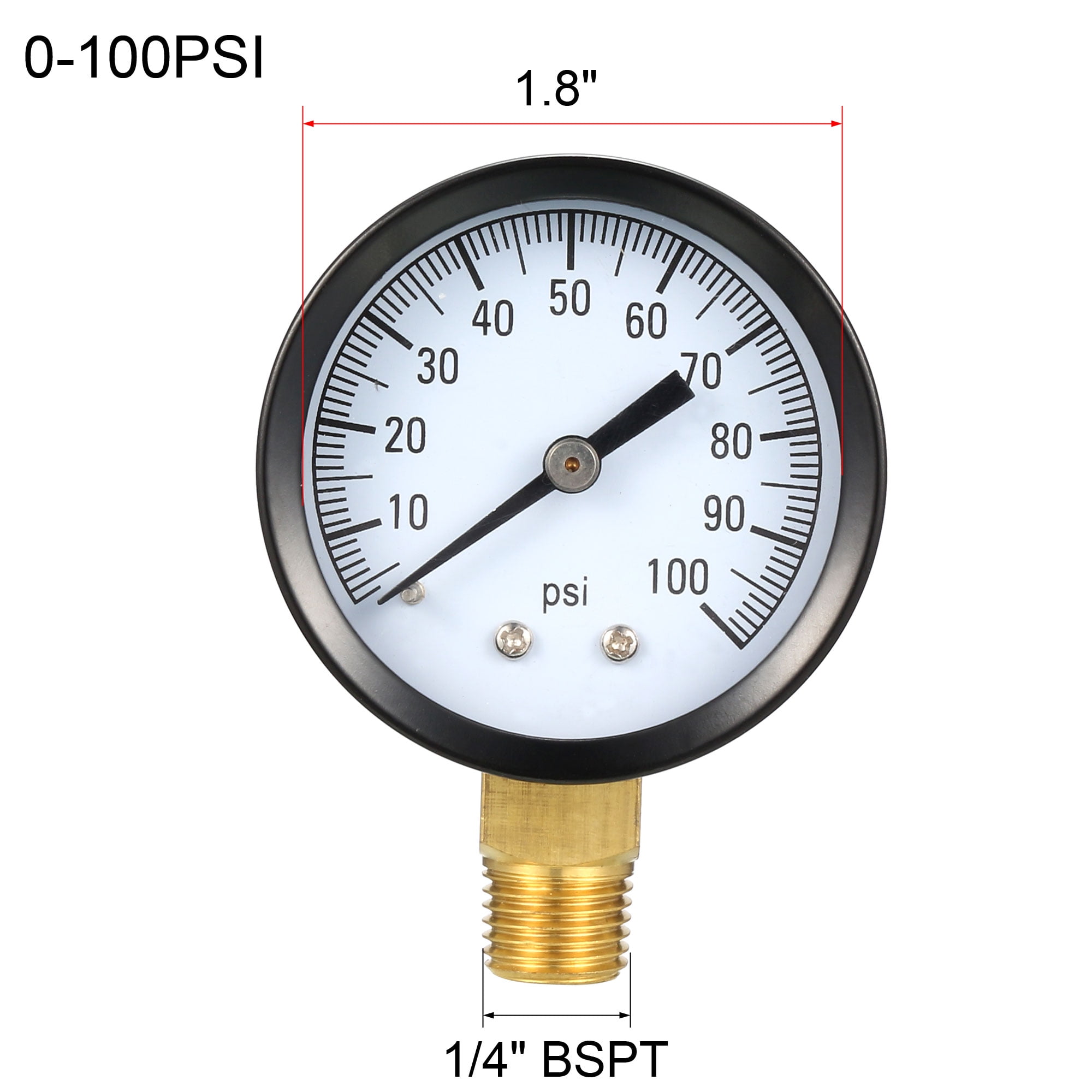 NEW Pressure Gauge air compressor hydraulic 2.5" face  0-100 lower mnt 1/4" npt 