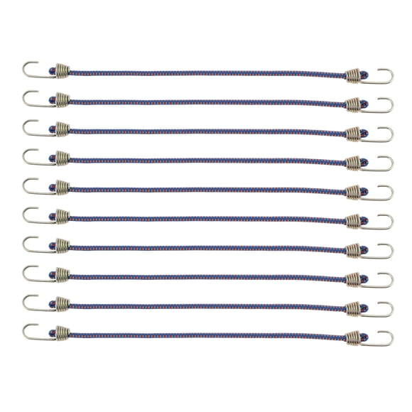 Cuerda de equipaje mini de látex de 25 cm, cuerdas elásticas ajustables con hebilla de metal, azul, 10 piezas