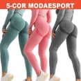 thumbnail image 2 of Europea Americana Venta Caliente Sin Costuras De Punto Caderas Absorbentes De Sudor Yoga Pantalones Jacquard Deportes Fitness Sexy Hip-Showing Leggings Mujeres pangjing, 2 of 4