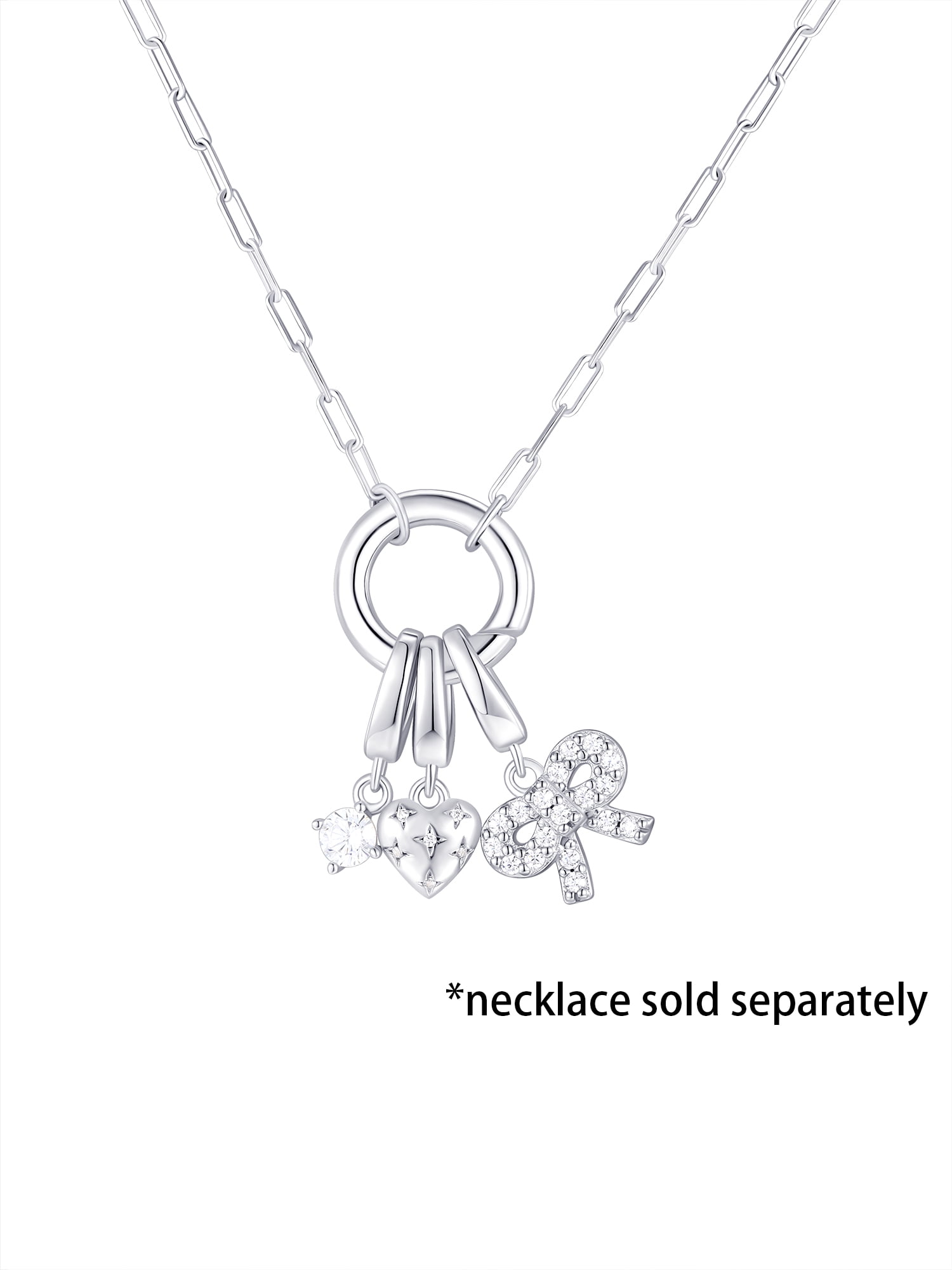 Brilliance Fine Jewelry Simulated Diamonds Bow Charm Set in Sterling Silver