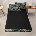 thumbnail image 4 of Manfei Cute Rabbit Zipper Full Size Comforter Sets with Fitted Sheet and 2 Pillowcases,Rustic Camo Print Zipper Bedding Set,Green,Black Reversible,4pcs, 4 of 8
