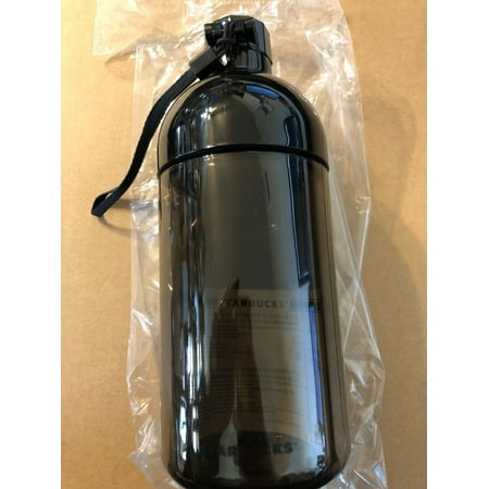 Starbucks Jumbo Black Water Bottle 31oz Locking Lid & Lanyard for carrying