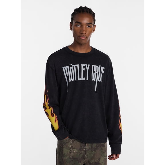 Motley Crue, Men's Mineral Wash Boxy Graphic Long-sleeve Tee, Sizes XS–4XLT