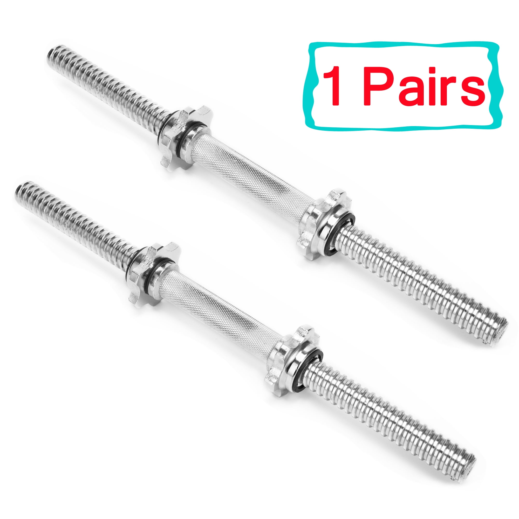 SAYFUT 17.77''/ 45cm, Barbell Dumbbell Bars Chrome Dumbbell Handles Weight Lifting Spinlock Collar Set for Gym Barbells Dumbbell Bars Strength Training, Hex nut