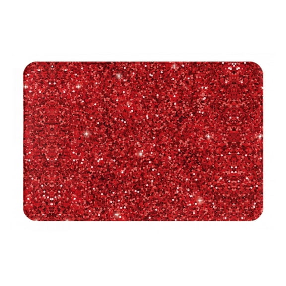 Haiem Red Glitter Front Door Mat Indoor Outdoor Entrance, Waterproof All-Season, All-Weather Doormat, Durable Flannel Fabric, Fade Resistant, Low Profile, 16x24in