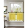 thumbnail image 2 of Yellow Abstract Art Sheer Curtains 45 Inch Long 2 Panels, Vintage Linen Greek Key Geometric Light Filtering Rod Pocket Semi Sheer Curtains, Sheer Voile Drapes for Living Room Bedroom, 52"x45", 2 of 5