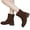 Coffee, variant on Womens Slip On Suede Mid Calf Boots Block Low Heel Wide Calf Booties Lightweight Non Slip Riding Boots Brown Size 5