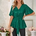 thumbnail image 4 of frariair Ladies Sparkle Detail Blouse Featuring Slimming Silhouette And Breathable Fabric For Night Out Elegance Green, 4 of 6