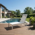 thumbnail image 4 of F. Corriveau International 5-Position Reclining Patio Lounge Chair – Aluminum Frame, Textilene Fabric, Greige, 4 of 7