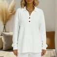 thumbnail image 6 of Yrmaups Loose Fit Button Down Long Sleeve Top for Women, Plus Size Collared Casual Blouse, Soft Solid Pullover Tee for Fall Winter Office Daily Wear, White S, 6 of 7