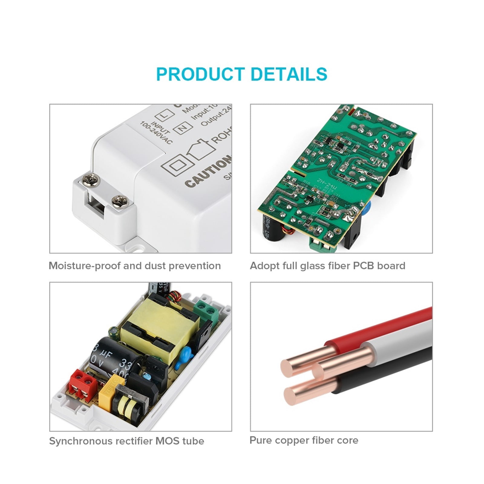 12V LED Driver Power Supply - Dimmable 12W/24W AC/DC Transformer For LED Strip Lights