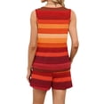 thumbnail image 7 of 2 Piece Short Sets for Women Vacation Beach Outfits Striped Square Neck Tank Tops & Drawstring Boho Shorts Set Tropical Loungewear,Hot Pink XXL, 7 of 7