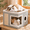Light Gray, variant on Cat Cube for Indoor Cats with Cooling Mat & Storage Pocket, Foldable Cat House Condo with Scratch Pad and Hanging Ball, Grey