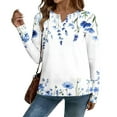 thumbnail image 3 of MaFYtyTPR Women's Long Sleeved Top Fashion Casual Printed Floral Small V-neck Loose T-Shirts for Women White XXL, 3 of 3