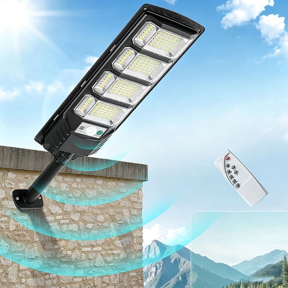 Solar Street Lights Outdoor for Yard, Waterproof Motion Sensor LED Solar Parking Lot Lights with Remote for Patio Parking Lot Garage Yard