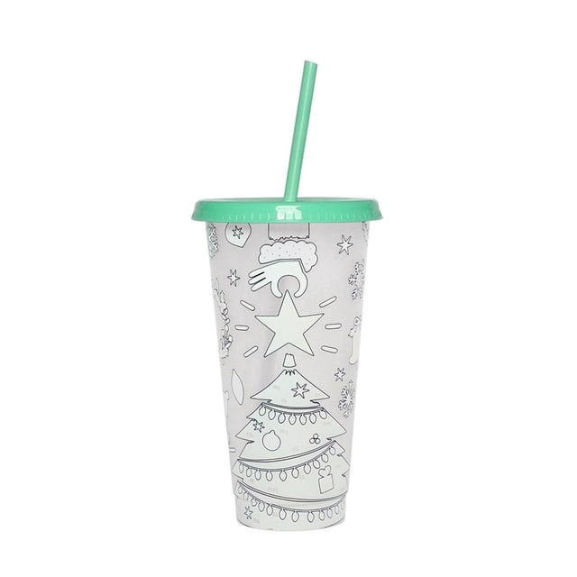 AKEGAMN Christmas Color Changing Cup PP Coffee Plastic Single Layer Temperature Sensitive Color Changing Color Changing Cup